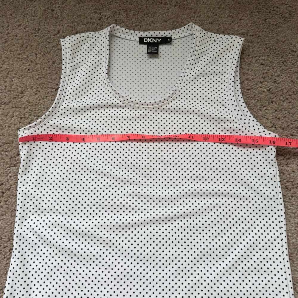 DKNY Tank Top Small Black & White Polka Dots - Picture 2 of 7